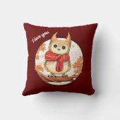 かわいいフクロウの漫画「私はあなたを愛している」 クッション (裏面)