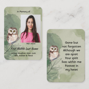 かわいいフクロウの祈りのカードの形見 名刺