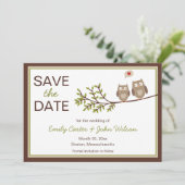 かわいいフクロウの結婚式予告 招待状 (スタンド正面)