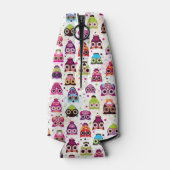 かわいいフクロウの背景のパター子供へン ボトルクーラー (裏面)