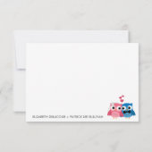 かわいいフクロウの花嫁と新郎の結婚式出欠確認カード 出欠カード (裏面)