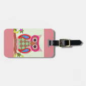 かわいいフクロウの荷物のラベル ラゲッジタグ (正面横)