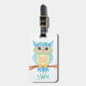 かわいいフクロウの荷物タグ ラゲッジタグ (正面縦)