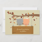 かわいいフクロウの表と裏の結婚式の「save the date」カード 招待状 (裏面)