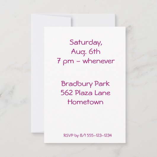 かわいいフクロウの誕生日の招待状の発表 招待状 (裏面)