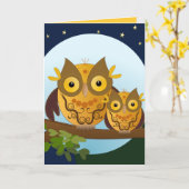 かわいいフクロウの誕生日カード カード (黄色い花)