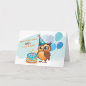 かわいいフクロウの誕生日カード カード (正面)