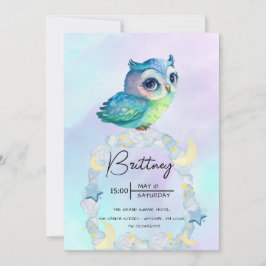かわいいフクロウの誕生日パーティー　愛らしい招待状 招待状