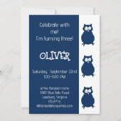 かわいいフクロウの誕生日パーティー 招待状 (正面)