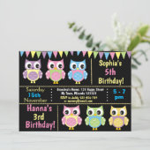 かわいいフクロウの誕生日招待状 招待状 (スタンド正面)