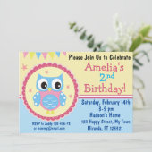 かわいいフクロウの誕生日招待状 招待状 (スタンド正面)