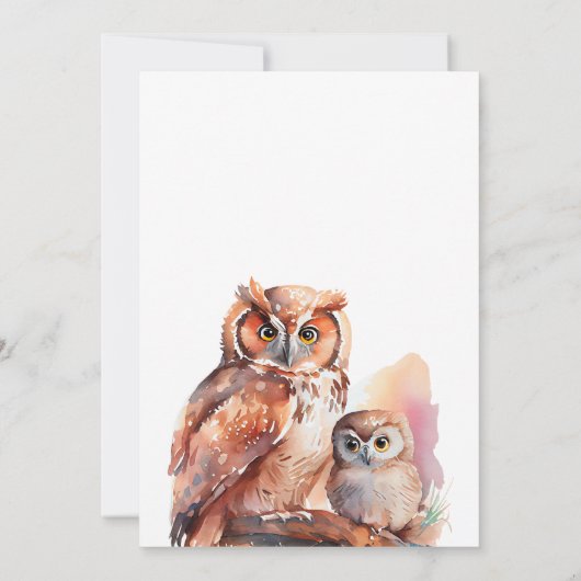 かわいいフクロウの赤ちゃんシャワーの招待状 招待状 (裏面)