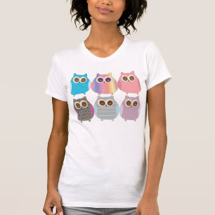 かわいいフクロウの集まること Tシャツ