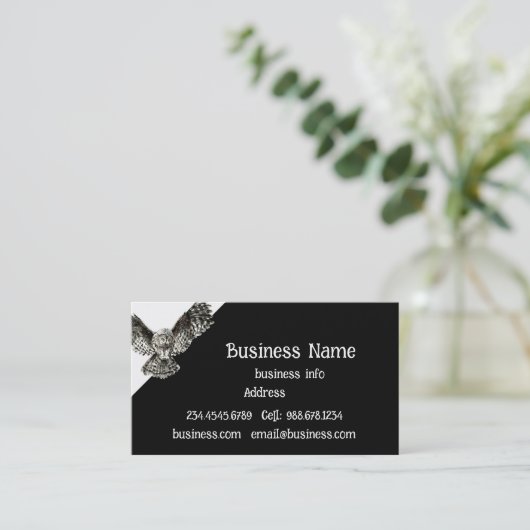 かわいいフクロウの鳥の動物，野生動物，自然 名刺 (スタンド正面)