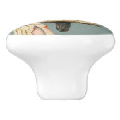 かわいいフクロウの鳥の水彩画のポートレート セラミックノブ (側面)