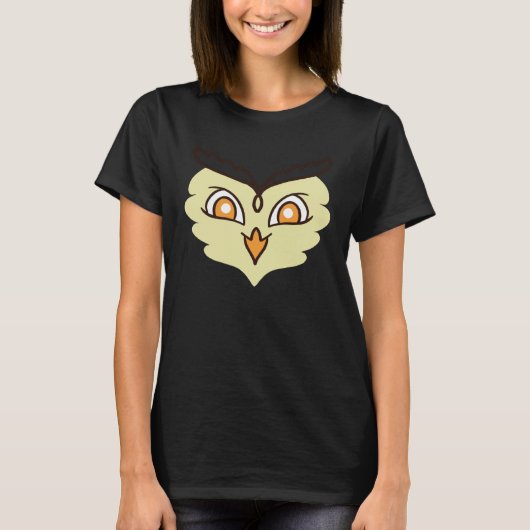 かわいいフクロウの鳥の頭が切れる知恵 Tシャツ (正面)