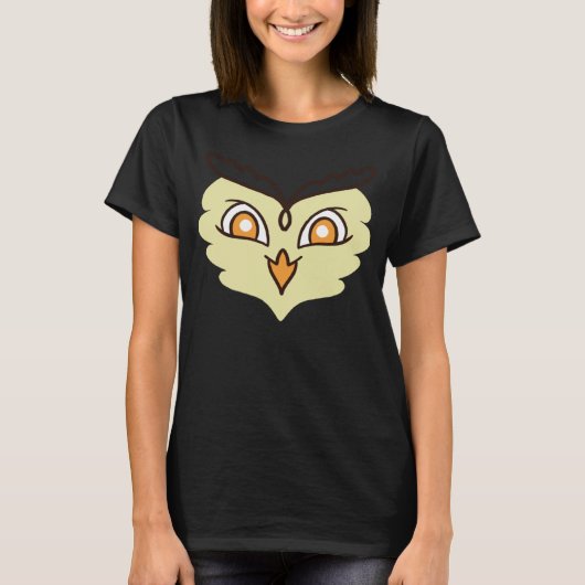かわいいフクロウの鳥の頭が切れる知恵 Tシャツ (正面)
