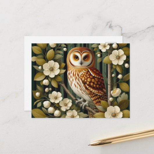 かわいいフクロウの鳥好き ポストカード (正面/裏面インサイチュ)
