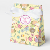 かわいいフクロウの黄色いフクロウのお願い フェイバーボックス (正面サイド)
