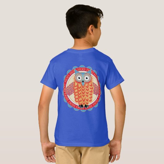 かわいいフクロウのHoo Hooの鳥の恋人のカラフル Tシャツ (裏面フル)