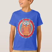 かわいいフクロウのHoo Hooの鳥の恋人のカラフル Tシャツ (正面)
