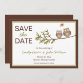 かわいいフクロウのSave the Dateお知らせ 招待状 (正面/裏面)