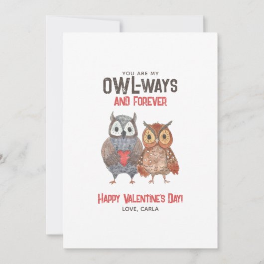 かわいいフクロウはいつだって永遠にバレンタインデー シーズンカード (正面)
