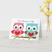 かわいいフクロウはいつもあなたを愛してる 記念日 & バレンタインデー カード (黄色い花)