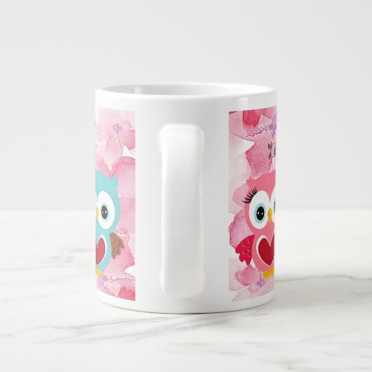 かわいいフクロウはいつもあなたを愛する ジャンボコーヒーマグカップ (裏面)