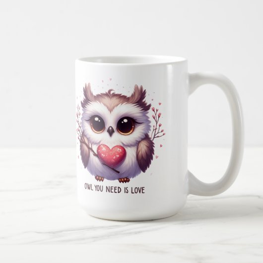 かわいいフクロウはラブマグカップ コーヒーマグカップ (右)