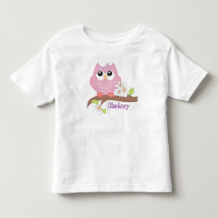 かわいいフクロウは一流の幼児の女の子のTシャツを加えます トドラーTシャツ