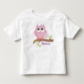 かわいいフクロウは名前の幼児の女の子のTシャツを追加 トドラーTシャツ (正面)