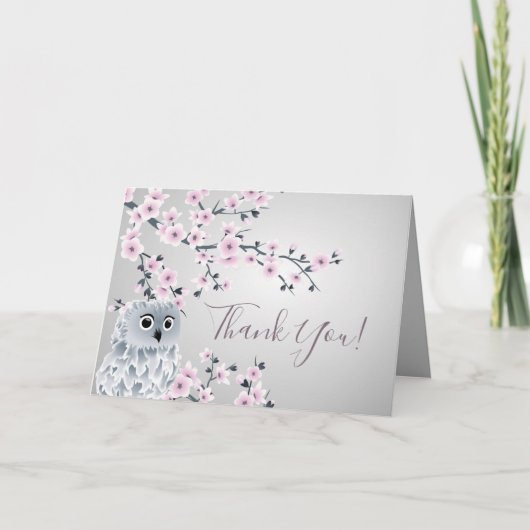 かわいいフクロウは感謝していしています サンキューカード (正面)