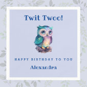 かわいいフクロウほこりっぽいブルーウッドランド動物子供の誕生日 スタンダードカクテルナプキン