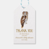 かわいいフクロウイラストレーションベビーシャワーありがとう ギフトタグ (正面)
