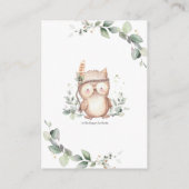 かわいいフクロウウッドランドグリーンリースおむつラッフル エンクロージャーカード (裏面)