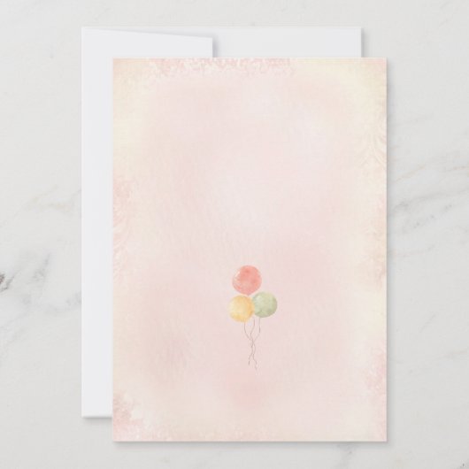 かわいいフクロウウッドランドボホガール1歳の誕生日 招待状 (裏面)