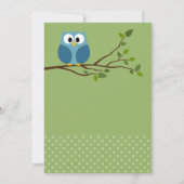 かわいいフクロウオンブランチ男の赤ちゃんシャワー 招待状 (裏面)