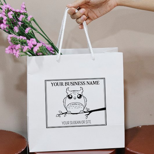 かわいいフクロウカスタム、ビジネス、ラージ ラバースタンプ