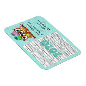 かわいいフクロウカップルティール(緑がかった色)雪片2020ミニカレンダー マグネット (右側)