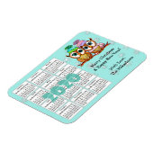 かわいいフクロウカップルティール(緑がかった色)雪片2020ミニカレンダー マグネット (左側)