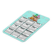 かわいいフクロウカップルティール（緑がかった色）雪片2020ミニカレンダー マグネット (左側)