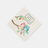 かわいいフクロウカップル スタンダードカクテルナプキン (角)