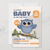 かわいいフクロウクラシックの赤ちゃんシャワー 招待状 (正面)