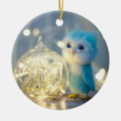 かわいいフクロウクリスマス セラミックオーナメント (正面)