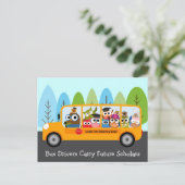 かわいいフクロウスクールバスドライバー ポストカード (スタンド正面)