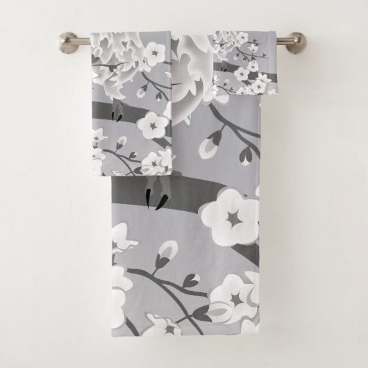 かわいいフクロウタウペグレイ バスタオルセット (インサイチュ)