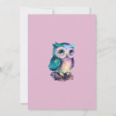 かわいいフクロウダスティピンクウッドランドガールズ誕生日 招待状 (裏面)
