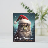 かわいいフクロウハッピーホリデーズクリスマス シーズンポストカード (スタンド正面)