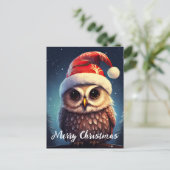 かわいいフクロウハッピーホリデーズクリスマス シーズンポストカード (スタンド正面)